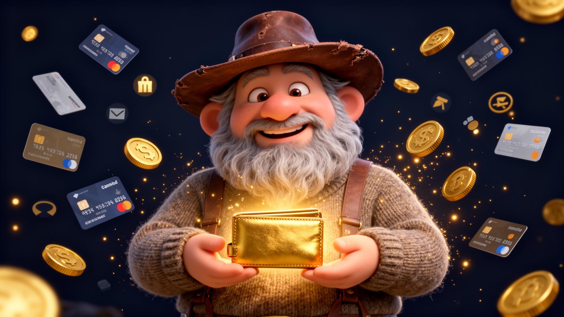 Voitto-maskotti esittelee eri maksutapoja